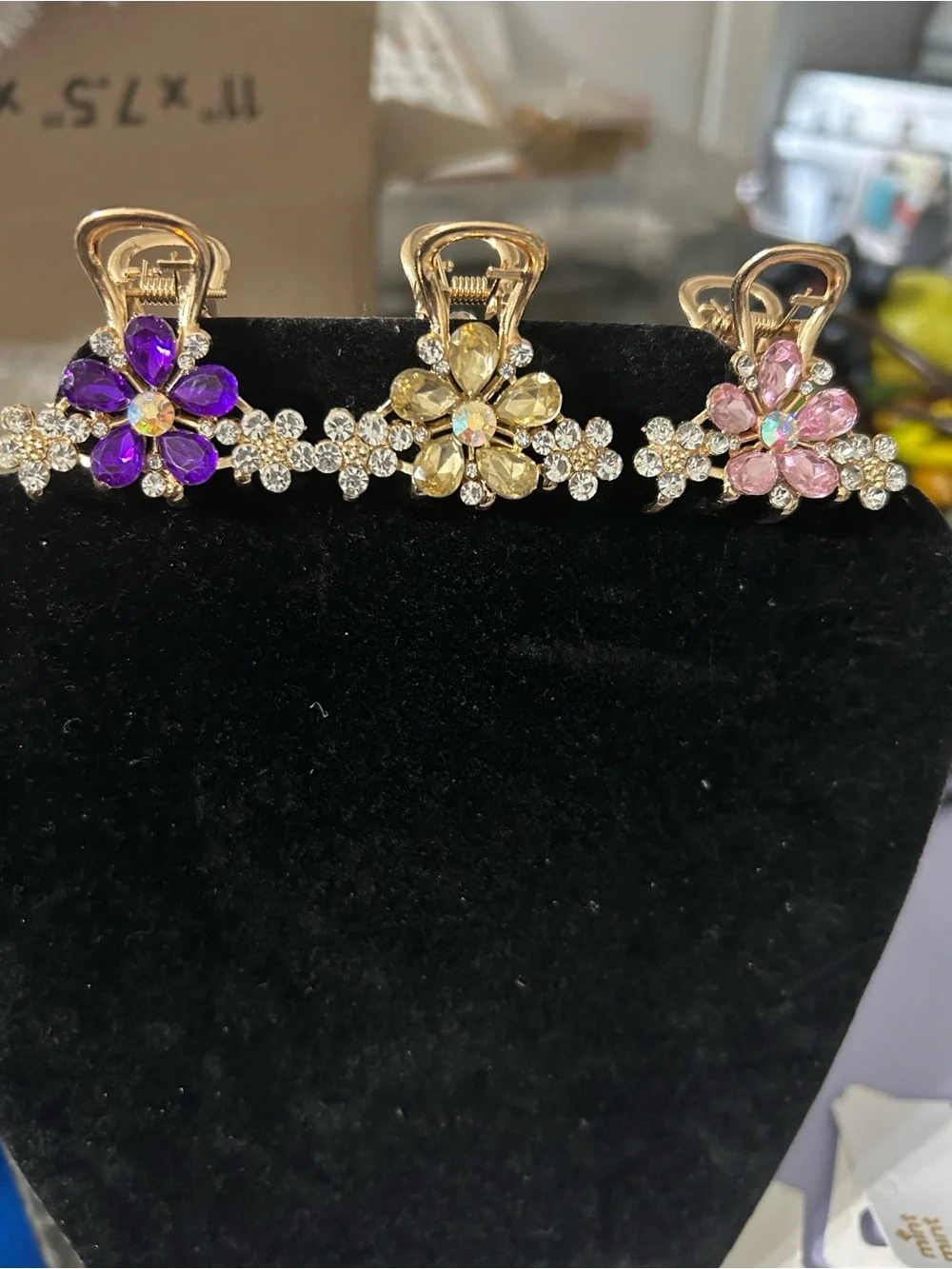 Bundle of Gold Flower Crystal Hair Clip -